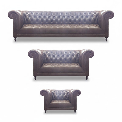Chesterfield Luxus Komplett 3tlg Wohnzimmer Sofagarnitur Polstermöbel 4+2+1