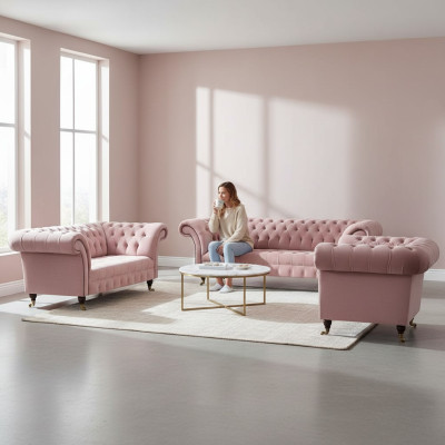 Wohnzimmer Luxus Komplett Set Neu Couchen Sessel Chesterfield Sofas Polstermöbel