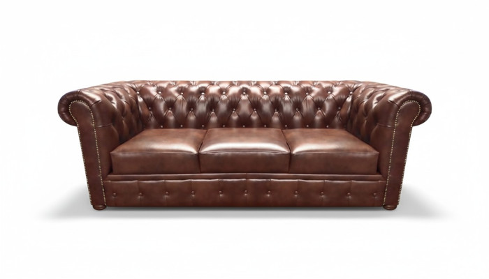 Ledersofa Sofa Dreisitze Braun Couch Einrichtung Polstermöbel Chesterfield