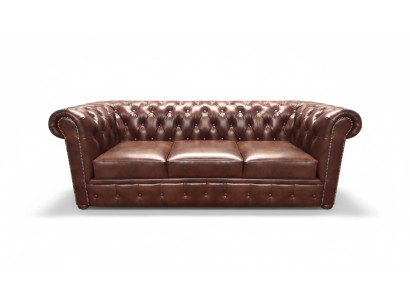 Ledersofa Sofa Dreisitze Braun Couch Einrichtung Polstermöbel Chesterfield