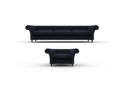 Designer Set Sofa Dreisitze Sofagarnitur Sessel Polstermöbel Neu Chesterfield