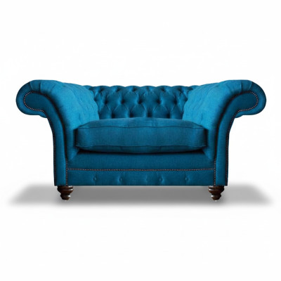Luxus Blau Sessel Wohnzimmer Sitz Möbel Chesterfield Polstermöbel Textil Neu