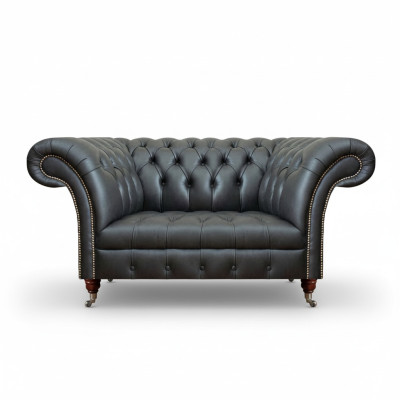 Wohnzimmer Schwarz Sessel Neu Möbel Leder Sitz Couch Polstermöbel Chesterfield