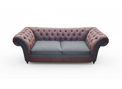 Neu Luxus Sofa Couch Zweisitzer Braun Leder Wohnzimmer Chesterfield