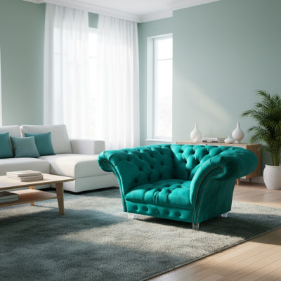 Wohnzimmer Textil Sessel Neu Sitz Chesterfield Sitzmöbel Designer Polster Möbel