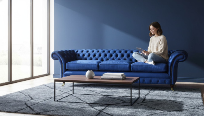 Chesterfield Sofa Dreisitzer Couch Modern Sitzmöbel Einrichtung Polster Stoff