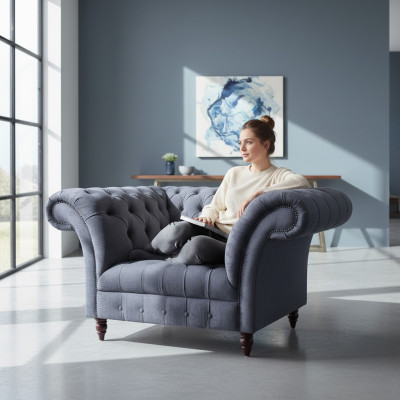Moderne Graue Wohnzimmer Couch Designer Zweisitzer 2-Sitzer Textilsofas