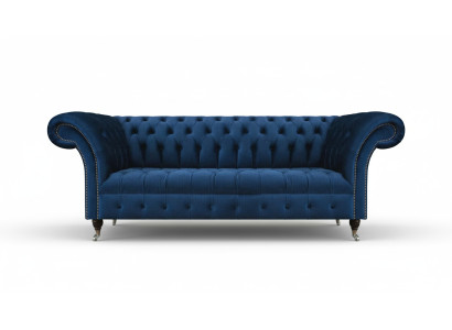 Dunkelblaue Chesterfield Wohnzimmer Couch Designer Dreisitzer Sitzmöbel