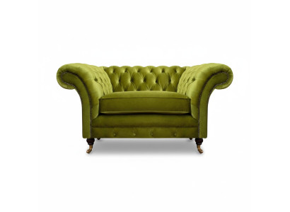 Olivengrüner Chesterfield Sessel Polstermöbel Designer Textil 1-Sitzer