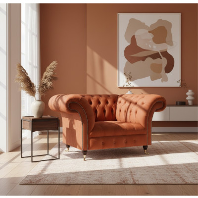 Brauner Wohnzimmer Polstersessel Stoffmöbel Designer Einsitzer Möbel