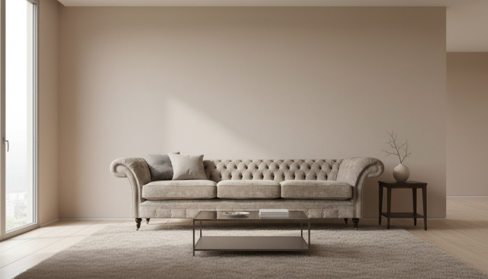 Hellgraue Chesterfield Sitzcouch Polstermöbel Designer Dreisitzer Sofa