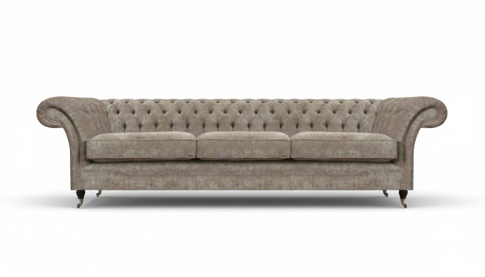 Hellgraue Chesterfield Sitzcouch Polstermöbel Designer Dreisitzer Sofa