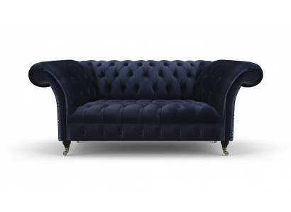 Dunkelblaue Polstercouch Chesterfield Wohnzimmer Textilsofa Moderne Möbel