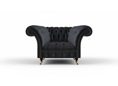 Wohnzimmer Chesterfield Schwarzer Einsitzer Textilsessel Edler Sessel
