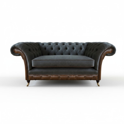 Braun-Grauer Chesterfield Einsitzer Wohnzimmer Sitzsessel Textil Möbel
