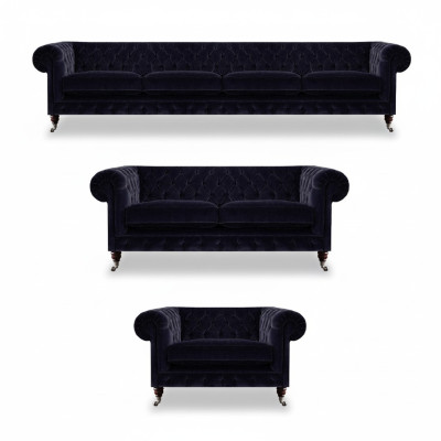 Luxuriöse Blaue Chesterfield Couchen Exklusiver 4-Sitzer Polstersessel