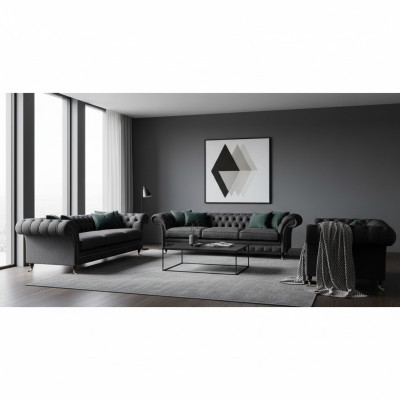 Schicke Chesterfield Couchgarnitur Moderner 3-Sitzer Polster Zweisitzer