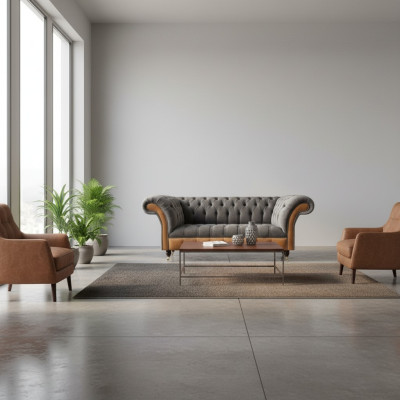 Luxuriöse Graue Chesterfield Sitzmöbel Wohnzimmer Couchen Edle Sofas