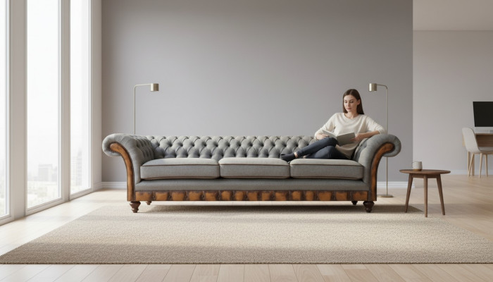 Hellgraue Wohnzimmer Moderne Couch Exklusiver Dreisitzer Designer Möbel