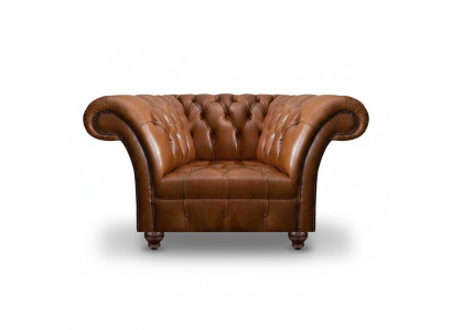 Brauner Chesterfield Einsitzer Wohnzimmer Ledersessel Polster 1-Sitzer