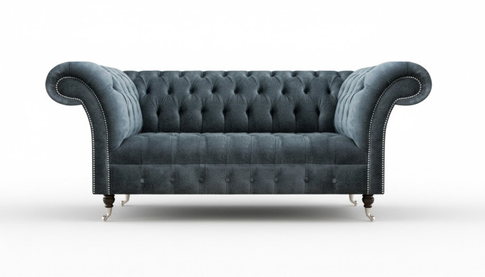 Grauer Luxuriöser Chesterfield Dreisitzer Edle Designer Polstercouchen