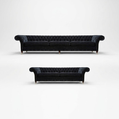 Schwarze Chesterfield Polstercouchen Designer Wohnzimmer Textil Sofas