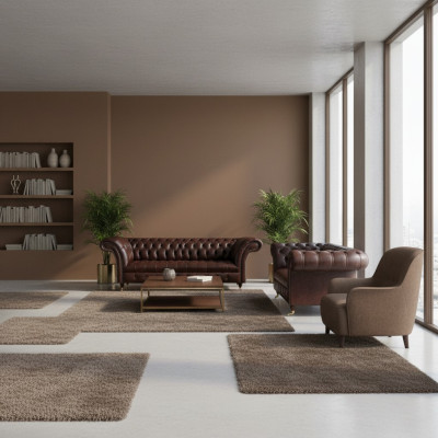 Schicke Braune Chesterfield Ledergarnitur Edle Sofas 3-Sitzer 2-Sitzer