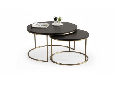  Couchtische 2-teilig oben und unten Messing-Metallbeine hochwertiges Wohnzimmer