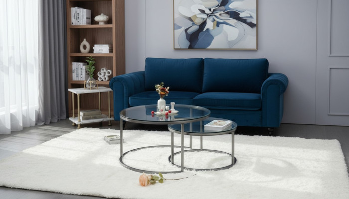  Couchtische 2 Teile Glas Tischplatte Metall goldfarbene Wohnzimmermöbel