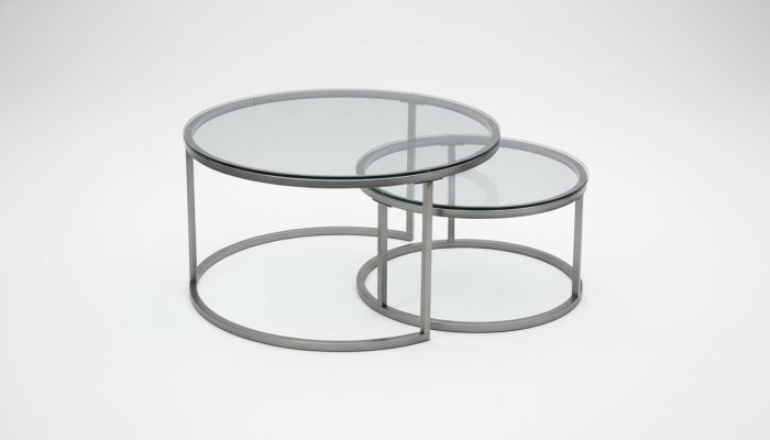  Couchtische 2 Teile Glas Tischplatte Metall goldfarbene Wohnzimmermöbel