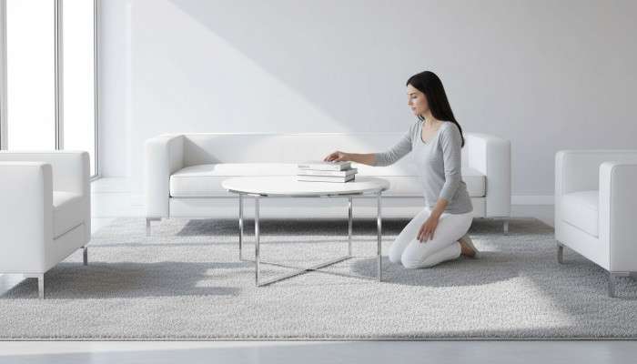 Luxuriöser weißer Couchtisch Beine aus weißem Metall silberfarben Wohnzimmer neu