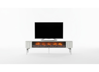  TV-Lowboard weiße Spanplatte Metall-Luxusmöbel Kamin Wohnzimmer neu