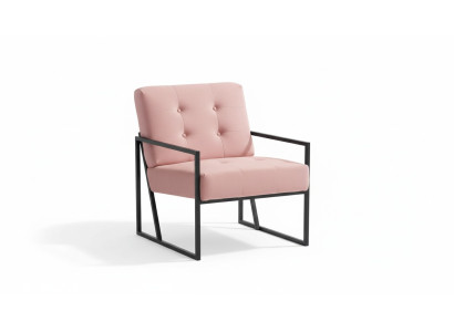  Bequemer Sessel 1-Sitzer Wohnzimmer Rosa Textilpolsterung Metallbeine