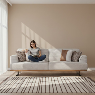Luxuriöses Set Grauer Dreisitzer-Sofas für Wohnzimmer Modernes Design