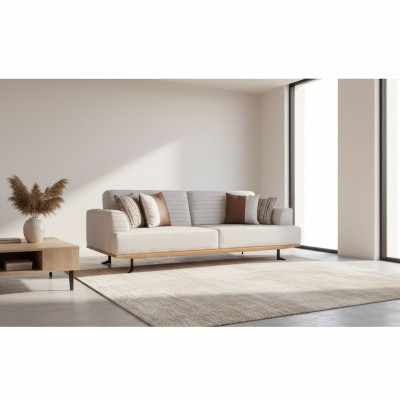 Luxuriöses Set Grauer Dreisitzer-Sofas für Wohnzimmer Modernes Design
