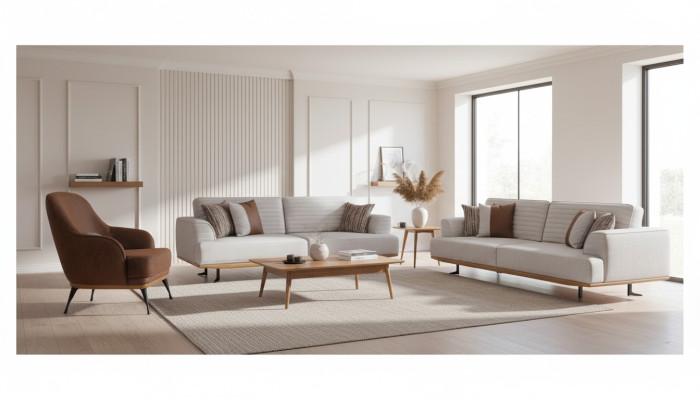 Luxus 3tlg Polstergarnitur Dreisitzer-Sofas & Sessel für Wohnzimmer
