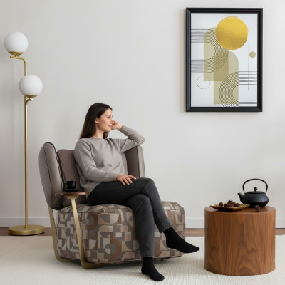 Bunter Polstersessel Wohnzimmer Designer Lehnsessel Relax Einsitzer Neu