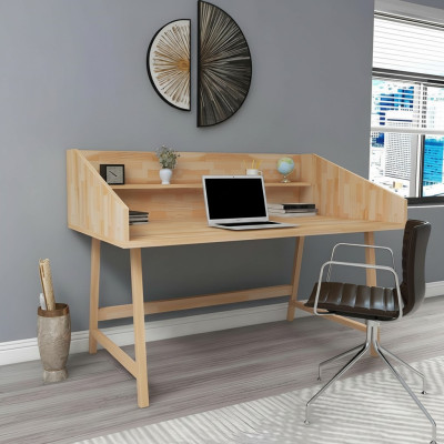 Stilvoller Hellbrauner Schreibtisch Designer Bürotische Luxus Holz Möbel