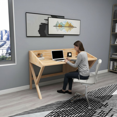 Moderner Hellbrauner Bürotisch Schicke Schreibtische Luxus Holz Tische