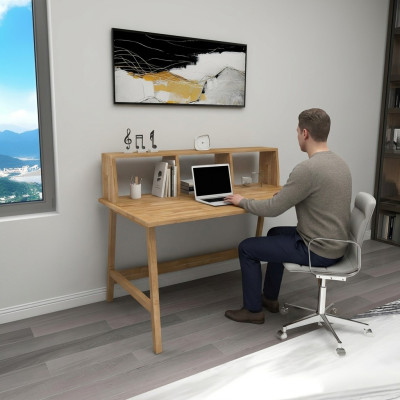 Robuster Brauner Tisch Landhausstil Schreibtische Luxuriöse Büro Möbel