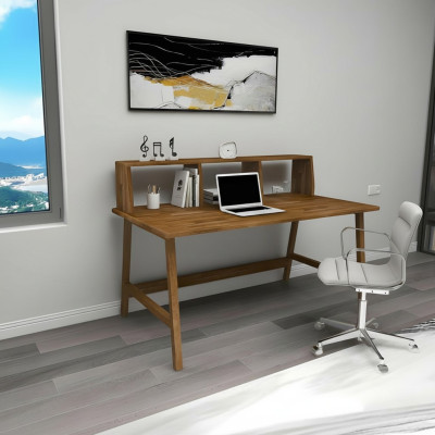 Robuster Brauner Tisch Landhausstil Schreibtische Luxuriöse Büro Möbel