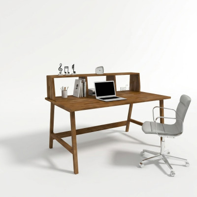 Robuster Brauner Tisch Landhausstil Schreibtische Luxuriöse Büro Möbel