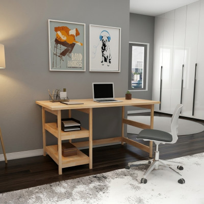 Moderner Brauner Jugendzimmer Tisch Luxuriöse Holztisch Metallgestell