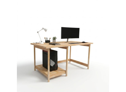Robuster Schreibtisch Stilvoller Hellbrauner Computertisch Regalentisch