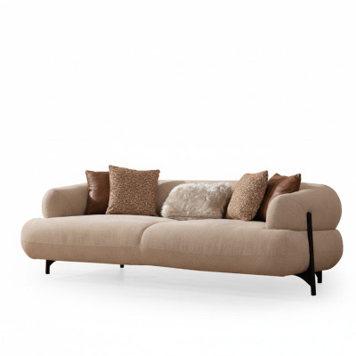 Luxuriöses Weißes Polstersofa Designer Textilcouch Wohnzimmer 3-Sitzer