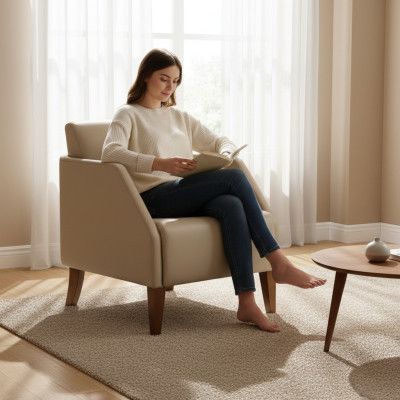 Beiger Einsitzer Luxuriöser Polstersessel Designer Loungesessel Möbel