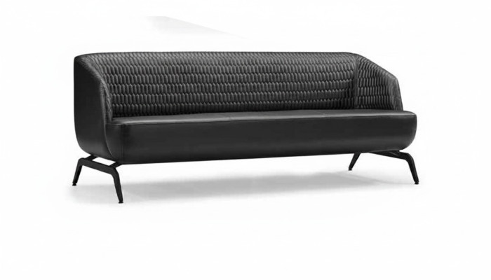 Schwarzes Ledersofa Designer 3-Sitzer Couch Wohnzimmer Sitzmöbel 3-er