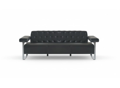 Chesterfield Design 3-Sitzer Sofa Schwarz Einfarbig Modern Design Stil