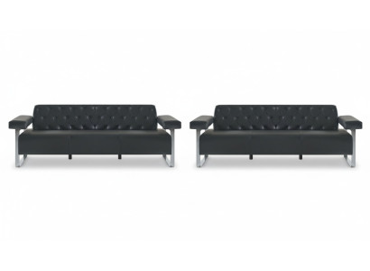 Sofa-Set Büro Ledersofas 2tlg 3-Sitzer Chesterfield Modern Designer