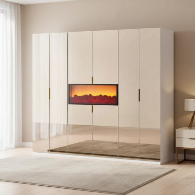 Beiger Schlafzimmer Kleiderschrank Designer Garderobe Edle Holzschränke
